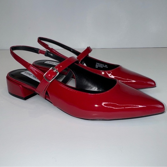 Steve Madden Yourk Red Patent Sling Back Pointed Toe Shoe - Picture 15 of 17